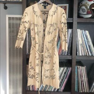 Floral and leather long jacket.